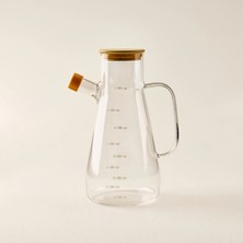 MİEN Bambu Kapaklı Cam Yağlık - Şeffaf - 900 ml