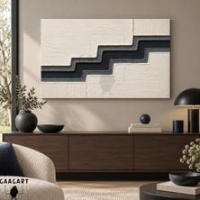 Gaagart Tekli Yatay Kanvas Tablo Dijital Baskı Antrasit Merdiven Çizgisi Modern Minimal Tablo
