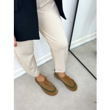 Erva'nın Butiği Taba Hakiki Deri (Santa) Bağcık Detay Kadın Sneakers