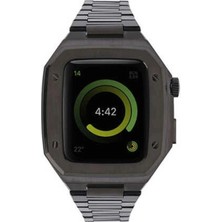 Marsilyan™- Apple Watch 44MM Metal Petek Kasalı Kordon - Siyah