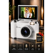 Seyutech Dijital Fotoğraf Makinesi 48MP Flip Ekranlı 8x Zoom Flaşlı 64GB Sd Kart Hediyeli Selfie Video Vlog Kamerası