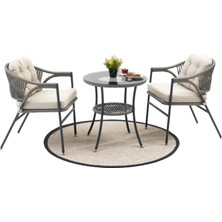 Divona Home Home Damla Bahçe Bistro Masa Takımı - Antrasit - 70X70X73 cm