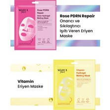 Dermal Seoul Face Gül Rose Pdrn Onarıcı Glow Hidrojel Maske ve Vitamin Eriyen Maske