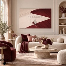 Gaagart Tekli Yatay Kanvas Tablo Dijital Baskı Bordo Krem Minimalist Kadın Figürlü Modern Soyut Duvar Dekoru