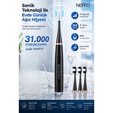 Neffo Elektrikli Diş Fırçası, 42.000 Titreşim, 6 Mod, 3+1 Başlık, Beyaz IPX7 Su Geçirmez Özellik
