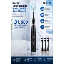 Neffo Şarjlı Sonic Elektrikli Diş Fırçası Temizleyici Beyazlatıcı, 6 Mod, 3+1 Başlık, Ipx7 Su Geçirmez, Ultra Güçlü