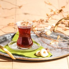 Lav Buket Cam Çay Seti 6 Kişilik 135 ml (6 Çay Bardağı, 6 Çay Tabağı)
