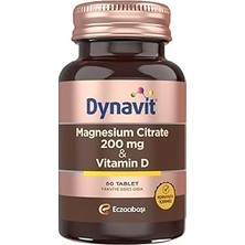 Renas Store Dynavit Magnesium Citrate 200 Mg &amp; Vitamin D 60 Tablet - Kas &amp; Kemik - Magnezyum Sitrat, D Vitamini