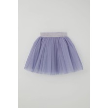 Breeze Kız Çocuk Tütü Etek Simli Bel Kısmı Lastikli 5-10 Yaş , Lila
