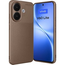 Renas Store Vivo V60 Lite Auto Focus Karbon Kapak - Kahverengi