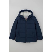Kabancı Kız Çocuk Mont Iç Kısmı Peluş Kapüşonlu Fermuarlı 6-9 Yaş , Indigo