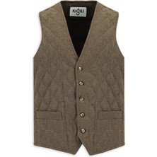 Kiğılı Slim Fit Dar Kesim Desenli Yünlü Yelek