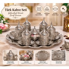Kapadokya Hediyelik Osmanlı Motifli 6'lı Türk Kahve Seti Tepsili