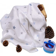 Sema Baby Çok Amaçlı Müslin Örtü 100x80 cm - Mavi Yıldız 8682476853131