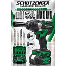 SCHUTZENGER Şarjlı Somun Sökme Darbeli 850 Nm Güç Setli Kömürsüz Motor Somun Bijon Sıkma Torklu 10 Pilli Yeşil-8