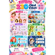 Yelkovan Tasarım Kişiye Özel 230 Adet Okul Etiketi – 6 Model, 5 Farklı Figür (Peri, Unicorn, Deniz Kızı, Araçlar, Dinozor, Uzay)