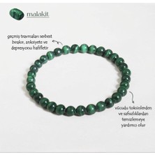 Taşmir Doğal Malakit Bileklik | 6 mm Kristal Malahit Taşı Esnek Bileklik | Şifa Verici Kaygı Giderici Bileklik