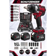 SCHUTZENGER 1300NM Torklu Somun Sıkma 15 Pilli Çift Akülü Somun Sökme Kömürsüz Bakır Sargı Kırmızı BR-1300