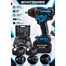 SCHUTZENGER 1300NM Torklu Somun Sıkma 15 Pilli Çift Akülü Somun Sökme Kömürsüz Bakır Sargı Mavi Yh-41