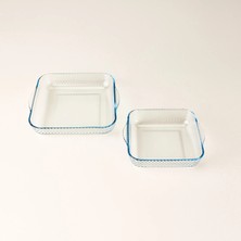 Matmel Kitchen Junto 2'li Petek Desenli Kare Fırın Kabı Seti - Şeffaf