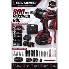 SCHUTZENGER 800NM 21V Şarjlı Somun Sökme Sıkma Makinesi Setli Kömürsüz Motor Torklu 10 Pilli Akü Kırmızı-9