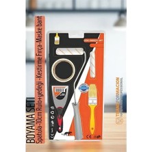 Renas Store Boyama Seti - SPATULA-10CM Rulo +Yedeği -Kestirme Fırça-Maskeleme Bant
