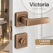 Badem10 Alm Victoria (1 Takım) Bronz Wc Lavabo Rozetli Kapı Kolu Çifr Yön Uygun Banyo Lavabo Kapı Kolu