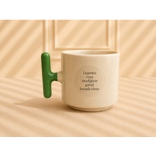 Lion Tasarım Dünyası Yeşil T Kulplu Kişiye Özel Hediye Bardak Kupa Fincan Mug