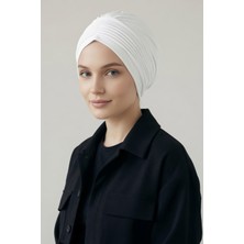 Aisha's Design İnce Pile Dikişli Penye Bone,B-19,Beyaz