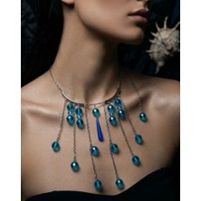 Mk Design Jewelry Mavi Cam Kolye