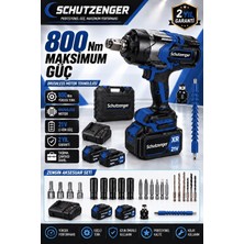 SCHUTZENGER 800NM 21V Şarjlı Somun Sökme Sıkma Makinesi Setli Kömürsüz Motor Torklu 10 Pilli Akü Mavi-10
