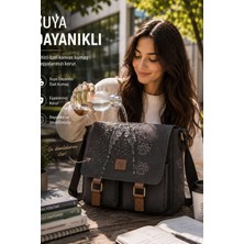 QUB CLUB Unisex  Kanvas Patili Su Geçirmez Postacı Iş Okul Evrak Laptop Çantası