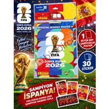 MNT Zone PANINI, Fifa World Cup 2026 İspanya Şampiyonluk Posteri + 30 Sticker – Official Winner Poster Tam Set