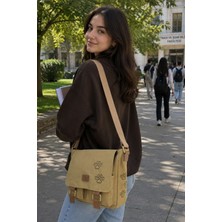 QUB CLUB Unisex  Kanvas Patili Su Geçirmez Postacı Iş Okul Evrak Laptop Çantası