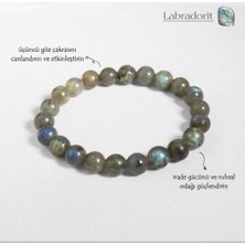 Taşmir Doğal Labradorit Bileklik | 8 mm Yuvarlak Taş Esnek Bileklik | Şifa ve Denge Çakra Enerjisi Kristal Bileklik
