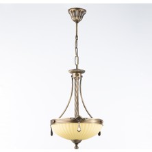 Avize Çarşısı Royal Classic Omega Tekli Ananas Renkli Cam Başlıklı, Eskitme Antik Renk Metal Gövde, Sarkıt Avize BS.3035-52-01 C