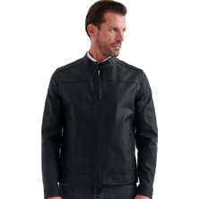 Pierre Cardin CEDRIC BIKER TARZI DERİ DOKUMA , REGULAR FİT, ERKEK SUNİ DERİ MONT