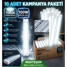Econa 10ADET...100W Kristal Beyaz LED Bant Armatür 120 cm - Yüksek Lümenli Yatay Prizmatik Tavan Lambası,modern Aydınlatma.led Lamba ,kristal,lamba