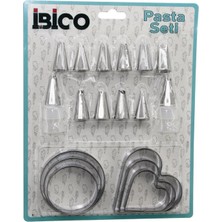 Renas Store 20PCS Pasta Süsleme Uç Seti= 12-Metal Kurabiye Kalıp Metal=3-Kalp - 3-Yuvarlak 2-Uç Tutucu Pls.adaptör (5047)