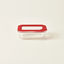 Matmel Kitchen Borosilikat Cam Kilitli Kapak Saklama Kabı - Şeffaf / Kırmızı - 370 ml
