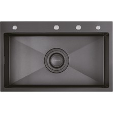 Ivento Ivnt 952330 77 cm Paslanmaz Çelik Mutfak Evyesi Tek Gözlü Tezgah Üstü 770X480X240MM