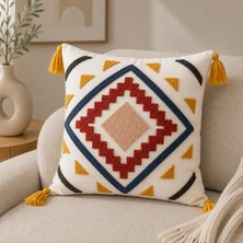 Fuens Punch Nakışlı Kırlent Kılıfı Yüksek Kalite Keten Kumaş - 43*43 cm PUNCH011