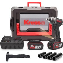 Cat Kress KUB30.2SET 20VOLT/4.0AH. Li-Ion Çift Akülü 300NM Kömürsüz Profesyonel Şarjlı Somun Sıkma + 4 Parça Derin Lokma Seti