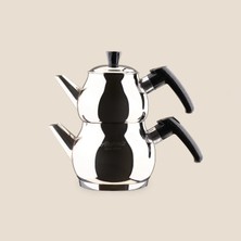 Akdeniz Küre Mini Boy Çaydanlık - Gri / Siyah - 400 ml + 750 ml