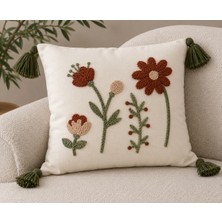 Fuens Punch Nakışlı Kırlent Kılıfı Yüksek Kalite Keten Kumaş - 43*43 cm PUNCH030