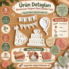 Rami Montessori Beyaz Duyusal Parti Seti – Balon, Pasta, Flama, Parti Şapkası (Aktarım & Ince Motor)