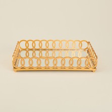 Matmel Deco Meander Aynalı Dekoratif Tepsi - Altın - 31X21 cm
