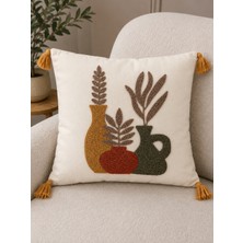 Fuens Punch Nakışlı Kırlent Kılıfı Yüksek Kalite Keten Kumaş - 43*43 cm PUNCH012