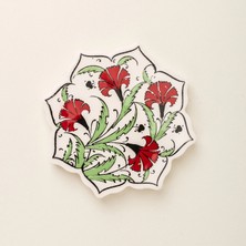Myros Yıldız Bardak Altlğı - Yeşil / Kırmızı - 11 cm