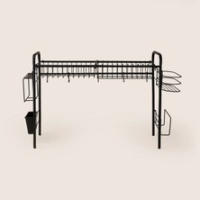 Suntel Evye Üstü Metal Bulaşıklık ve Mutfak Organizeri - Siyah - 36X71X48 cm